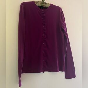 Ann Taylor Factory Rich Purple Plum Cotton Cardigan Medium